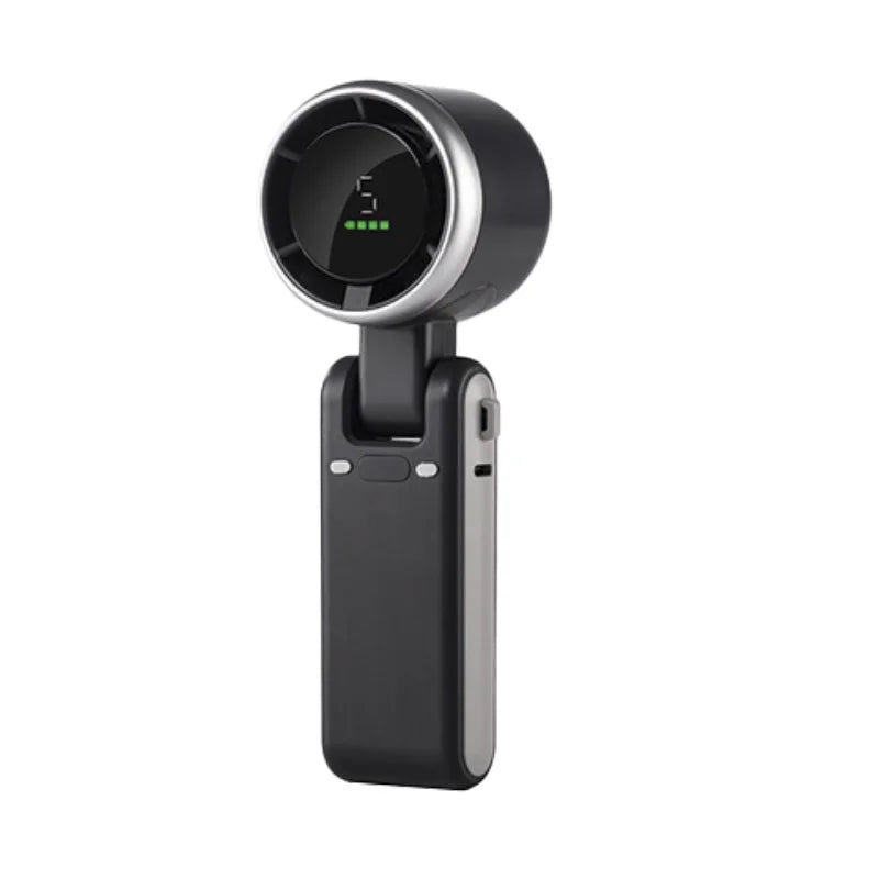 New 180 Degree Foldable Mini Desk Turbo Fan with LED Display Portable Neck Hanging for Outdoor