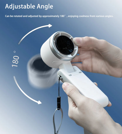 New 180 Degree Foldable Mini Desk Turbo Fan with LED Display Portable Neck Hanging for Outdoor
