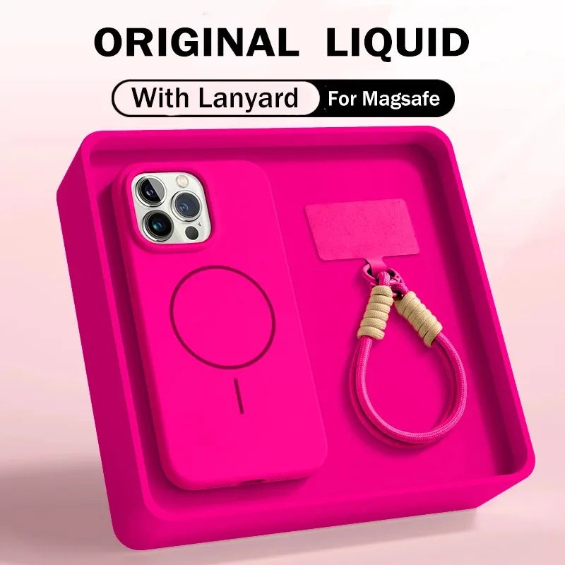 Matte Case with Wrist Strap for iPhone, Colorful Lanyard